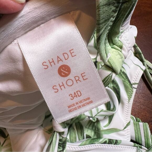 Shade & Shore Tropical Leaf Print Bikini Set medium high waist bottoms 34D top - Picture 5 of 7